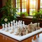 Marble Hives Luxury Handmade Marble Chess Set -Green and White -10 Inch