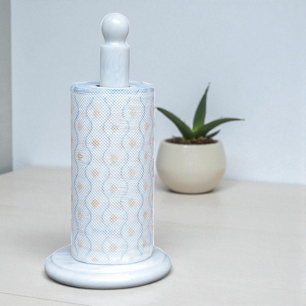 Marble Paper Towel Holder - White