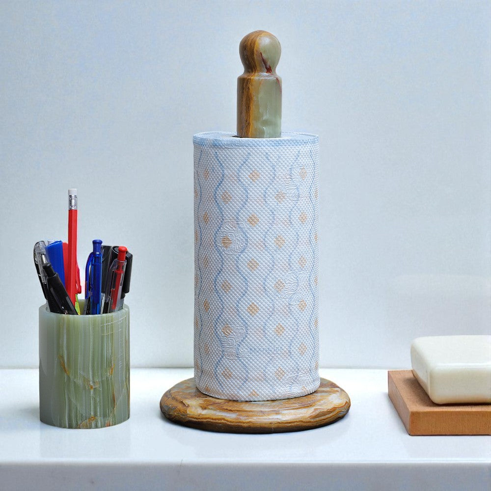 Marble Paper Towel Holder - Onyx Green