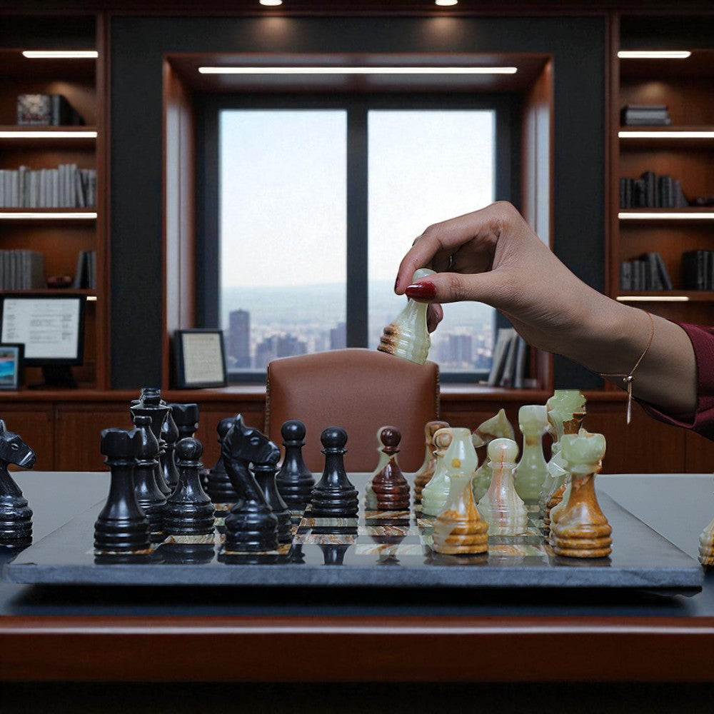 Onyx Green & Black Chess Figures