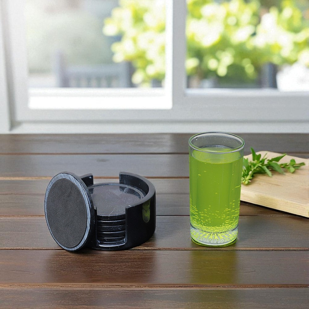 Marble Tea Coaster Pack of 6 - Black