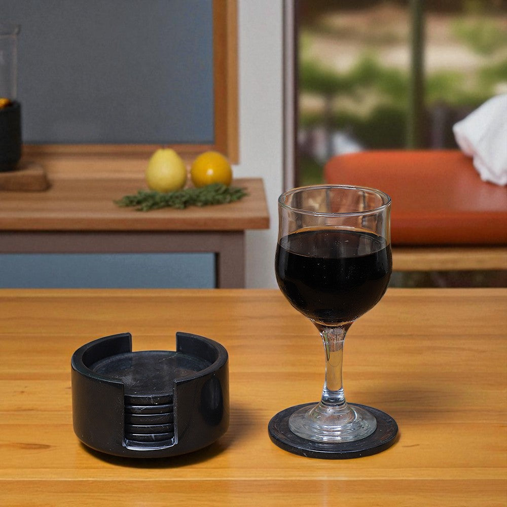 Marble Tea Coaster Pack of 6 - Black