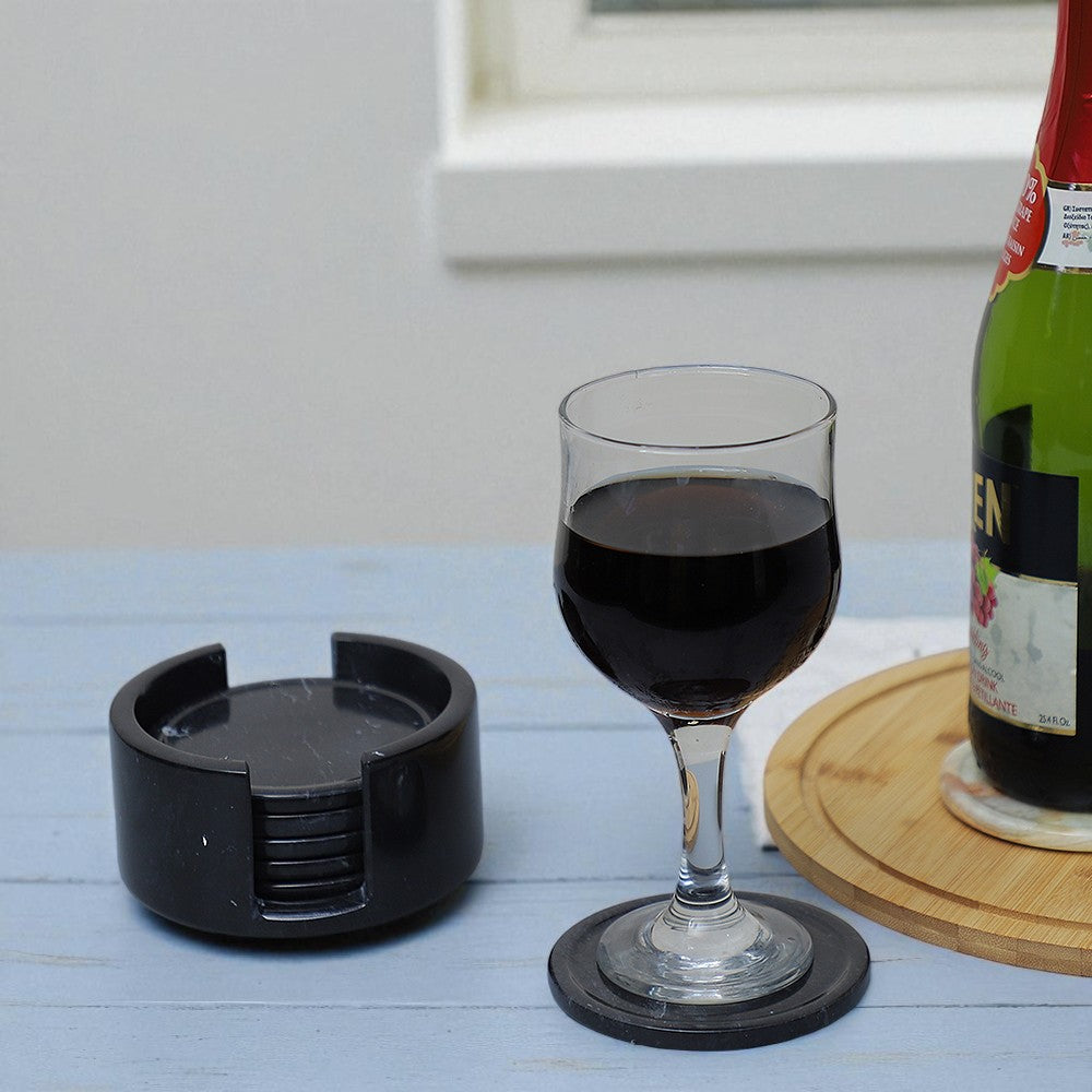 Marble Tea Coaster Pack of 6 - Black