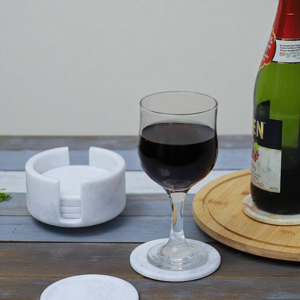 Marble Tea Coaster Pack of 6 - White