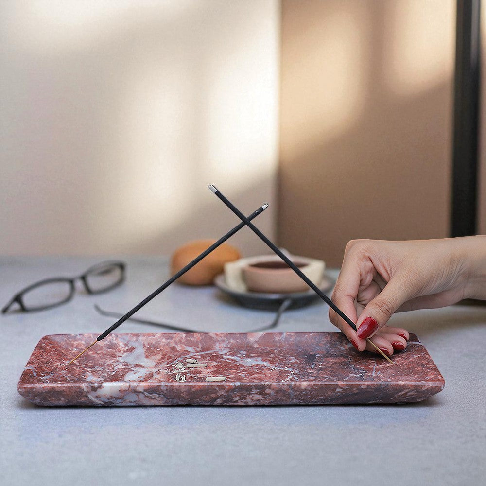 Marble Incense Holder Rosso