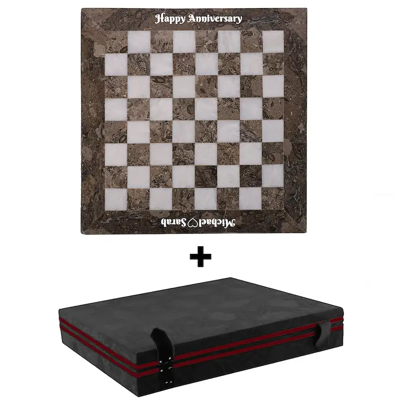 Oceanic Grey White Marble Handmade Chess Set