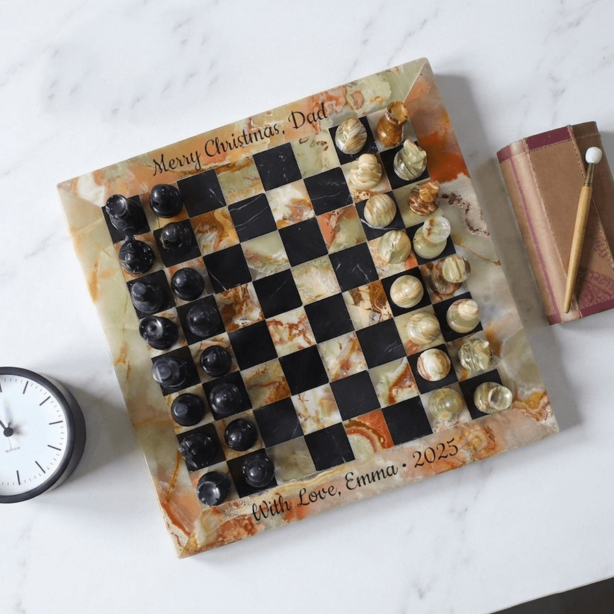 Onyx Green & Black Marble  Handmade Chess Set