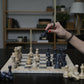 Marble Hives Luxury Handmade Marble Chess Set -Coral and Black -10 Inch