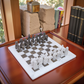15 Inch White & Grey Marble Fancy Chess Set