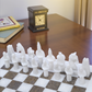 15 Inch White & Grey Marble Fancy Chess Set