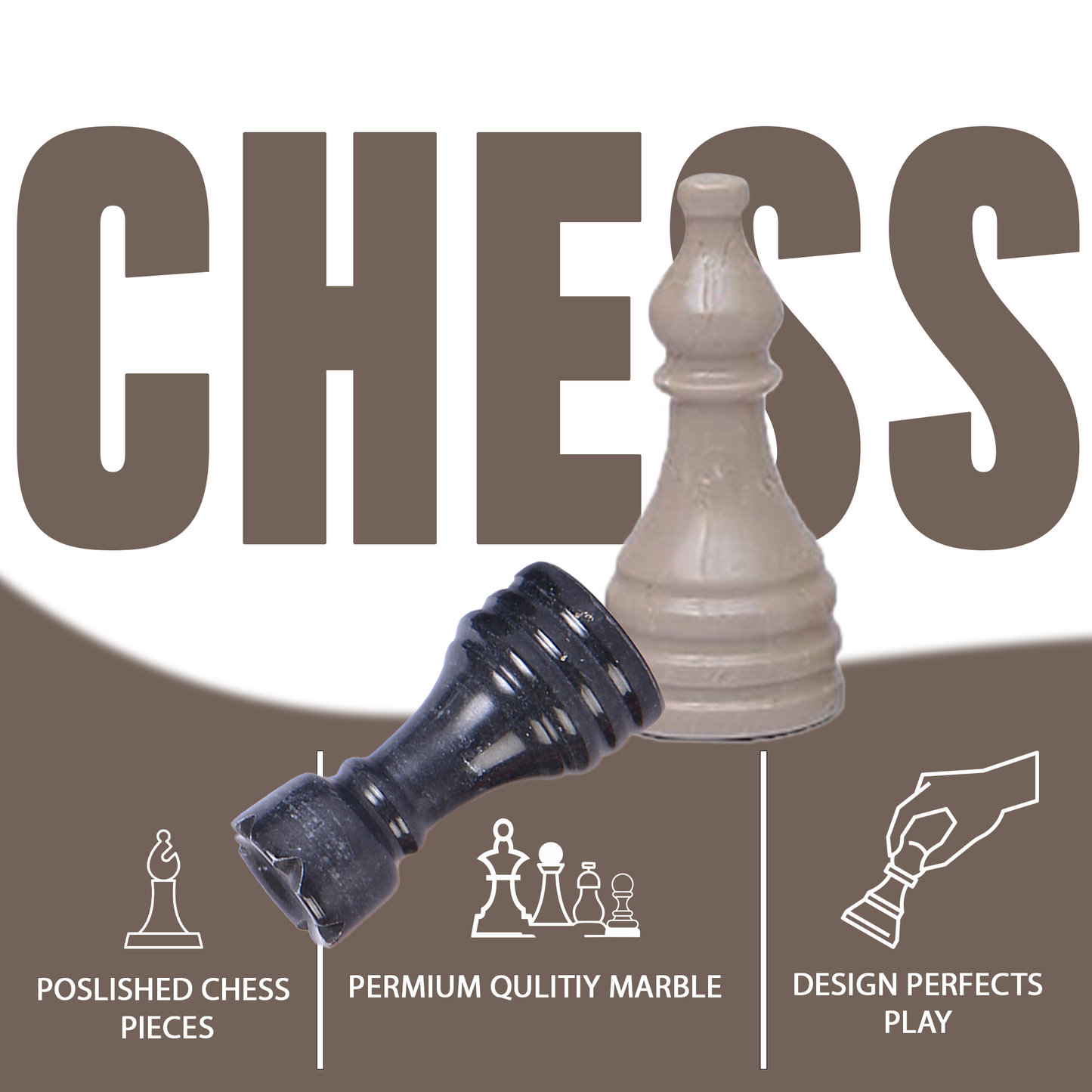 Marble Hives Luxury Handmade Marble Chess Set – Black and Beige