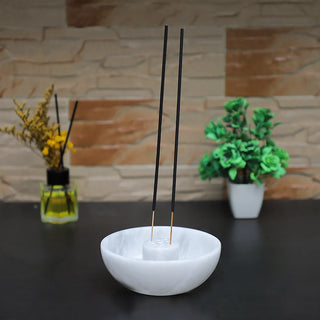 White Marble Incense Holder Bowl