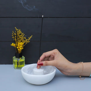 White Bowl Marble Incense Holder