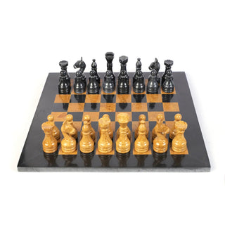  Black and Golden Fancy Marble Chess Set