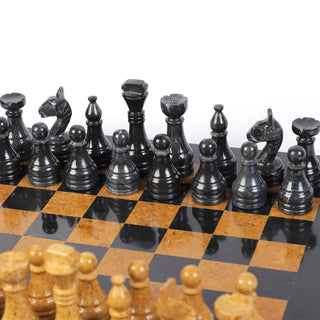  Black and Golden Fancy Marble Chess Set