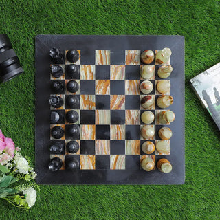 black and onyx green marble chess set