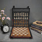 coral chess set with storage