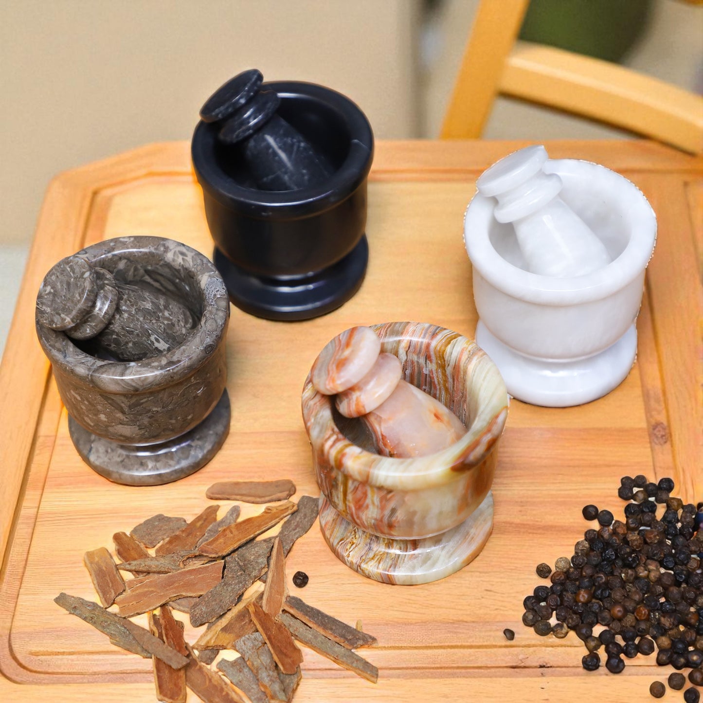 Marble Mortar and Pestle Set (2.5 inch) White