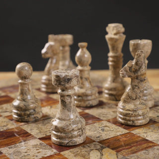 Coral and Dark Brown Fancy Chess Set