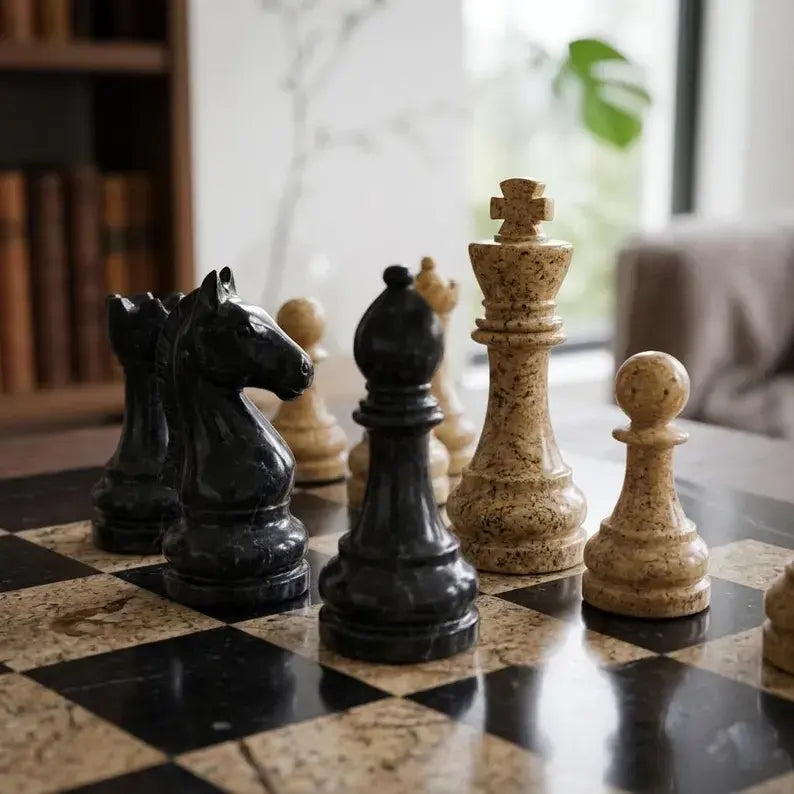 vintage coral chess pieces
