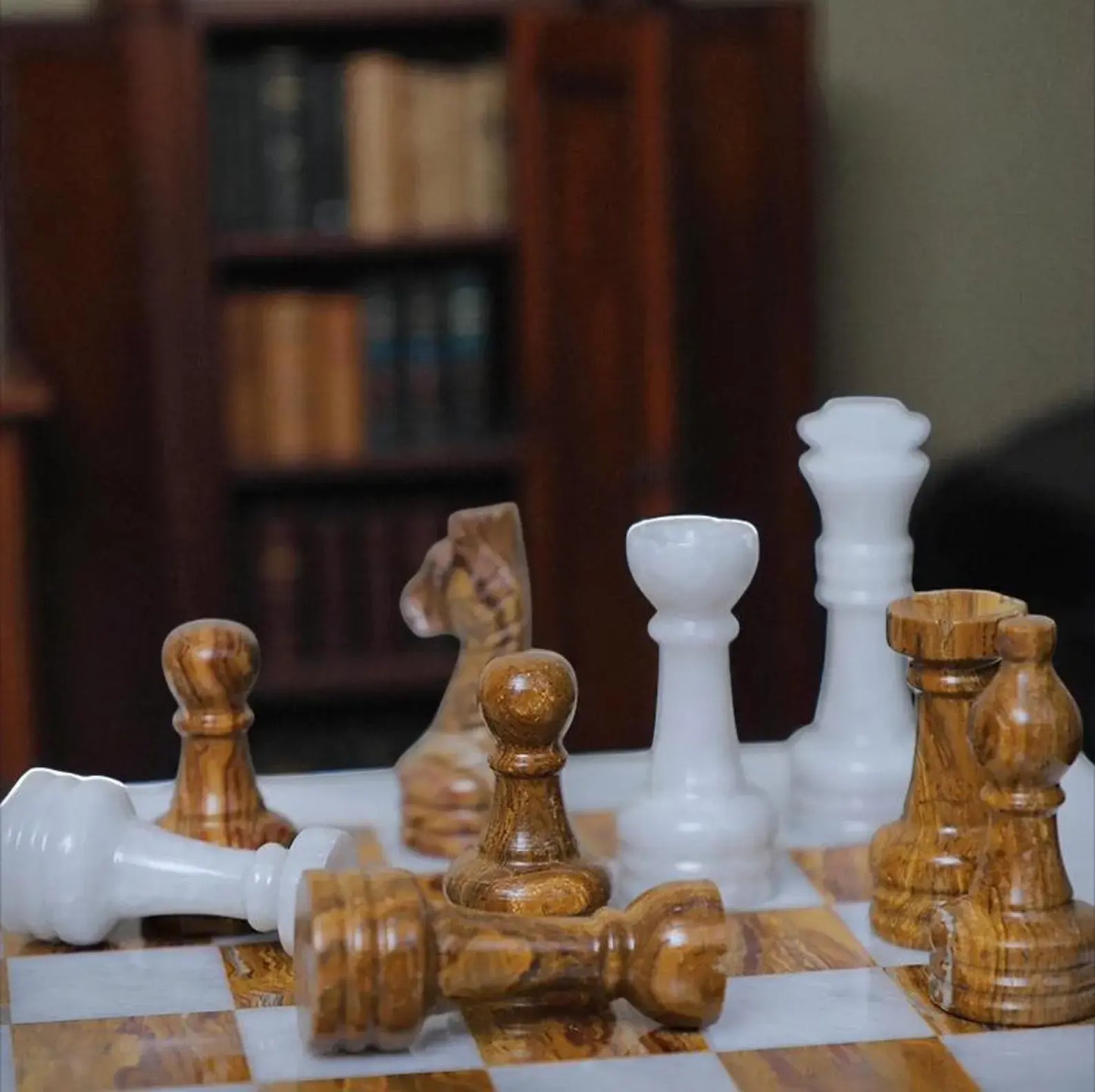 White and Dark Brown Chess Figures