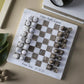 12 Inch White & Oceanic Grey Marble Chess Set