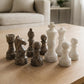 12 Inch White & Oceanic Grey Marble Chess Set
