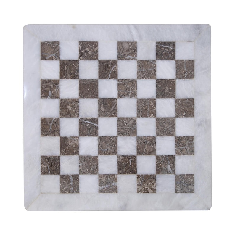 12 Inch White & Oceanic Grey Marble Chess Set