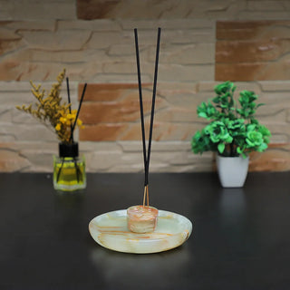 green marble incense holder