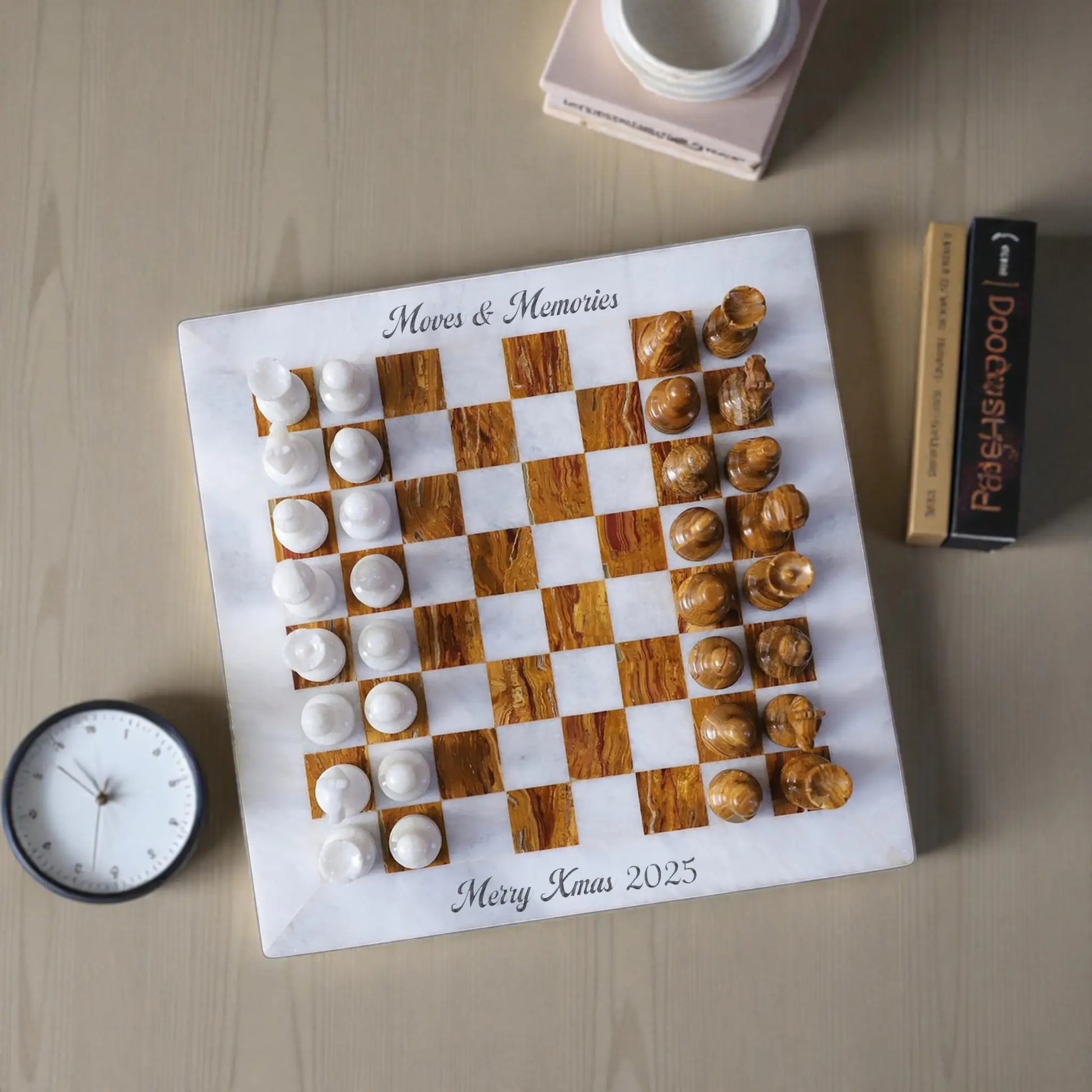 personalized white brown chess