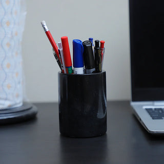 Black Marble Pen Holder