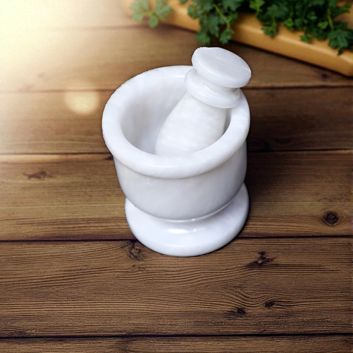 Marble Mortar and Pestle Set (2.5 inch) White