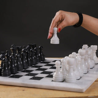 White and Black Marble Chess Set